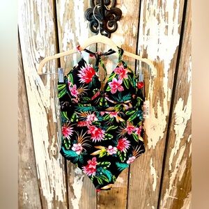 Shade & Shore Tropical Floral One Piece Swimsuit one-piece swimsuit 34B NWT